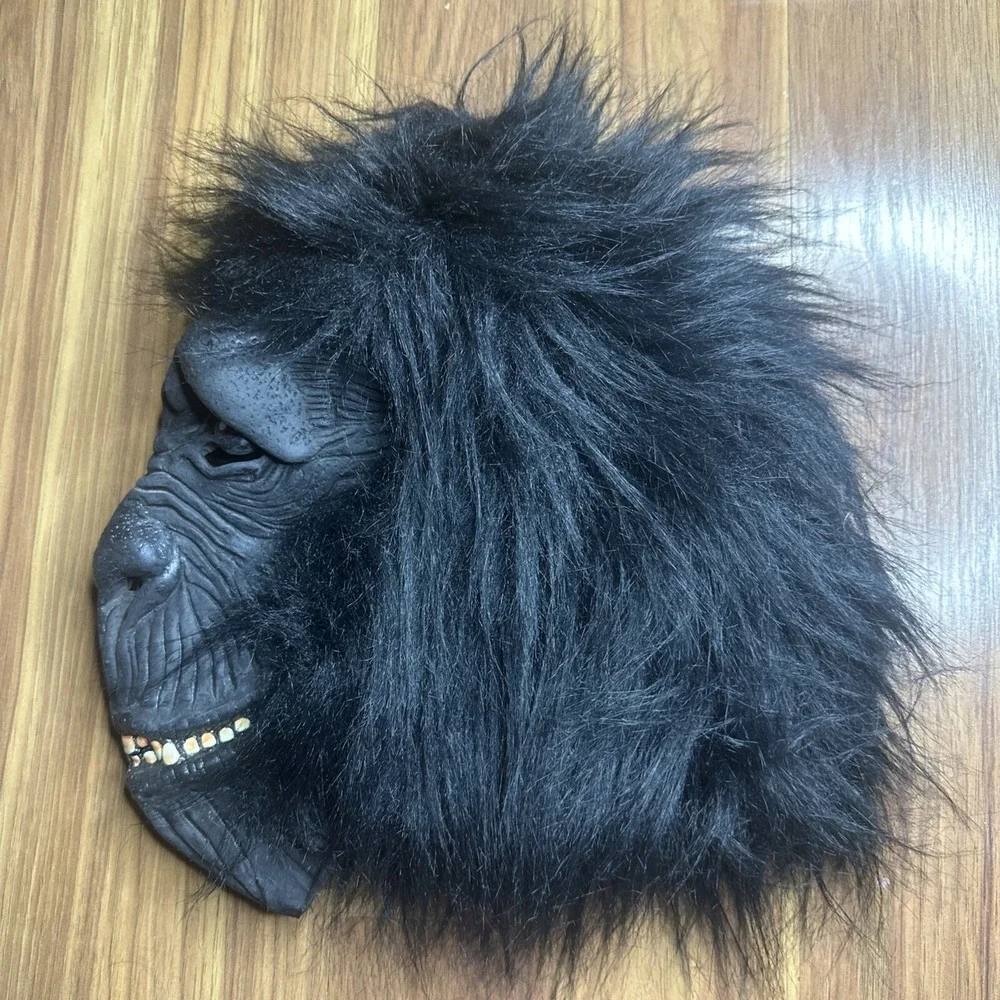 Gorilla Halloween Adult Mask Ape Monkey Mask Rubber Kong Teeth Fangs Costume